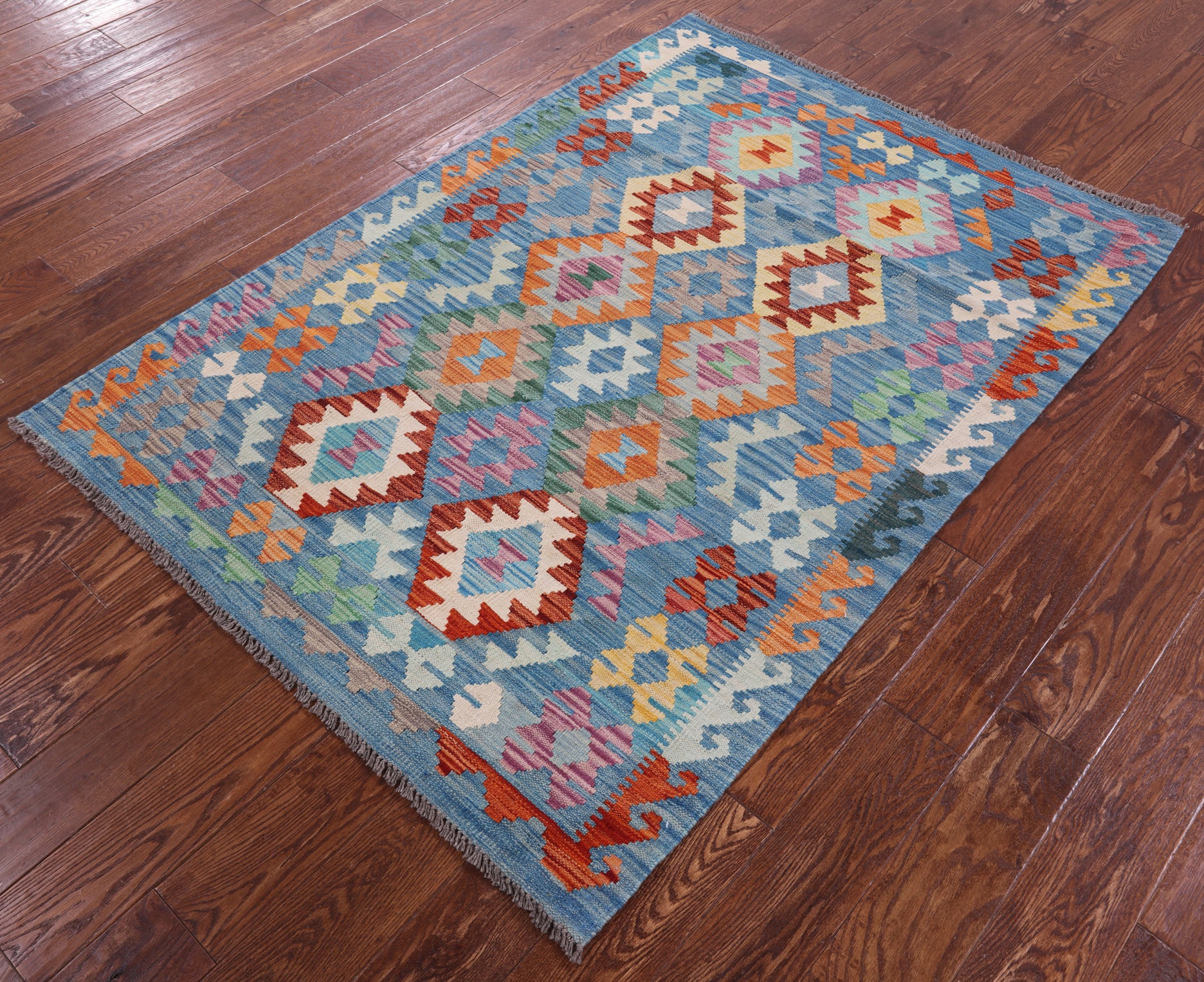 Reversible Kilim Flat Weave Wool On Wool Rug - 4' 1" X 5' 9" - Golden Nile