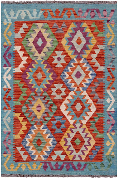 Reversible Kilim Flat Weave Wool On Wool Rug - 3' 3" X 4' 9" - Golden Nile