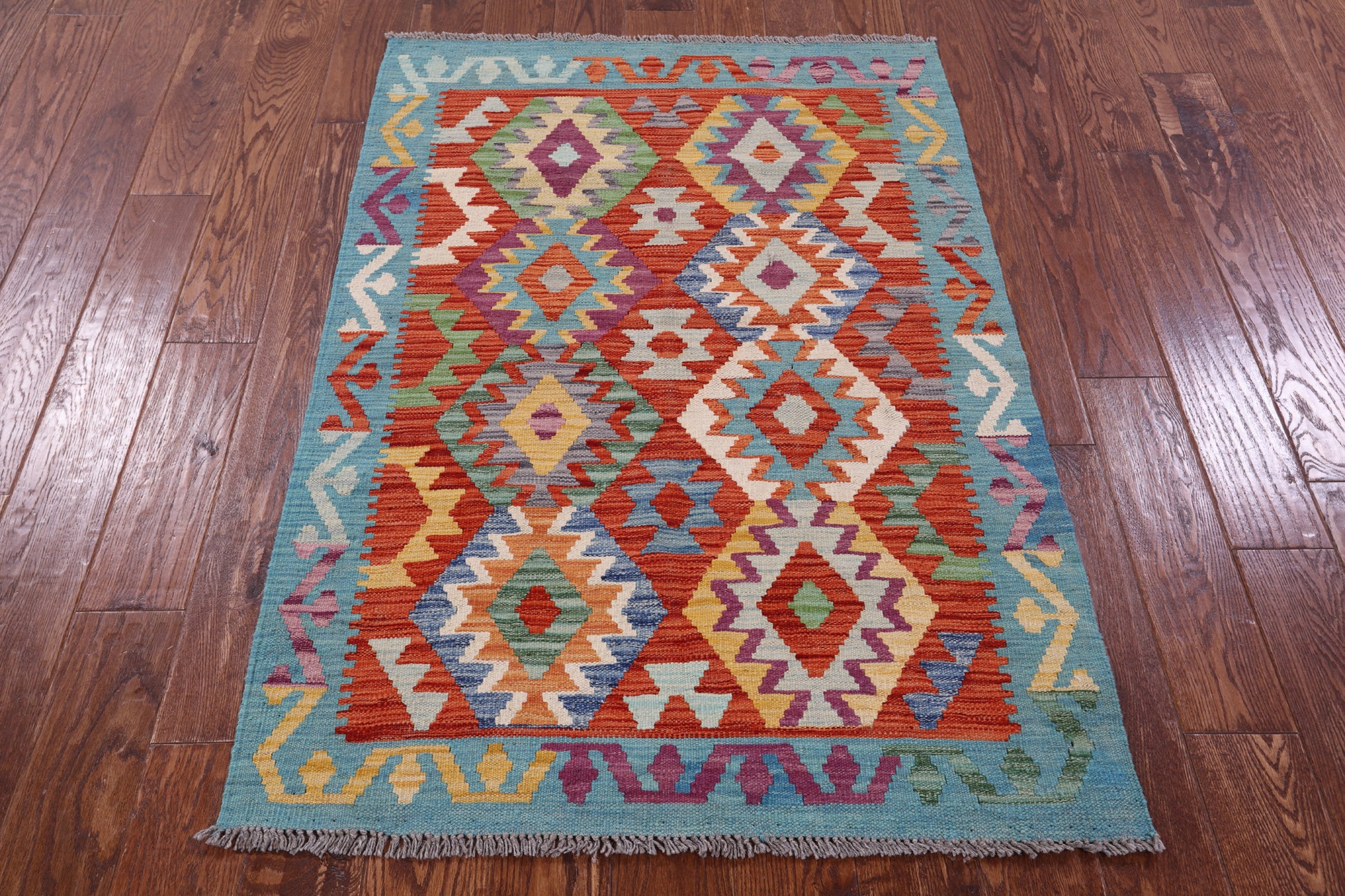 Reversible Kilim Flat Weave Wool On Wool Rug - 3' 3" X 4' 9" - Golden Nile