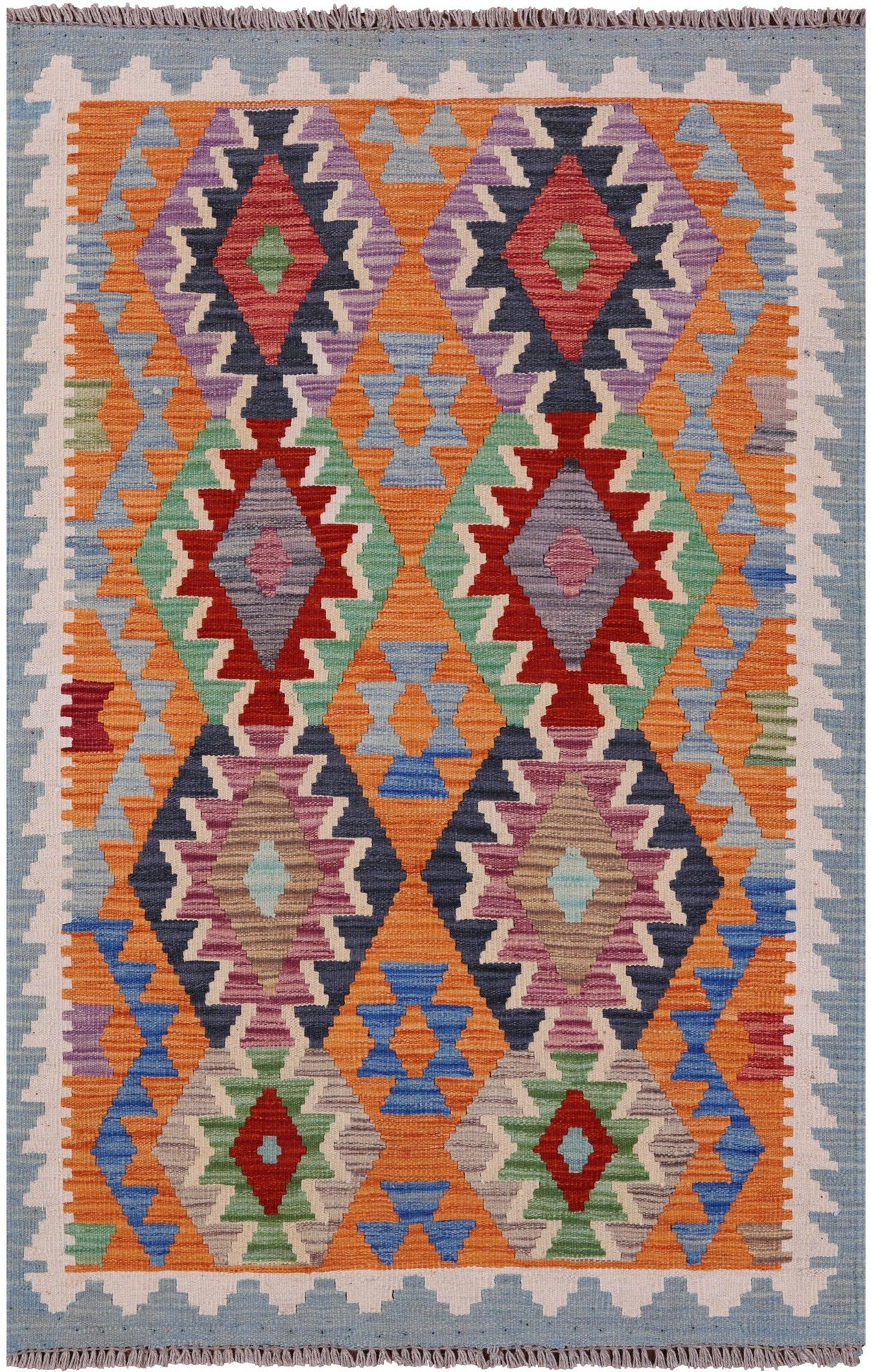 Reversible Kilim Flat Weave Wool On Wool Rug - 3' 4" X 5' 2" - Golden Nile