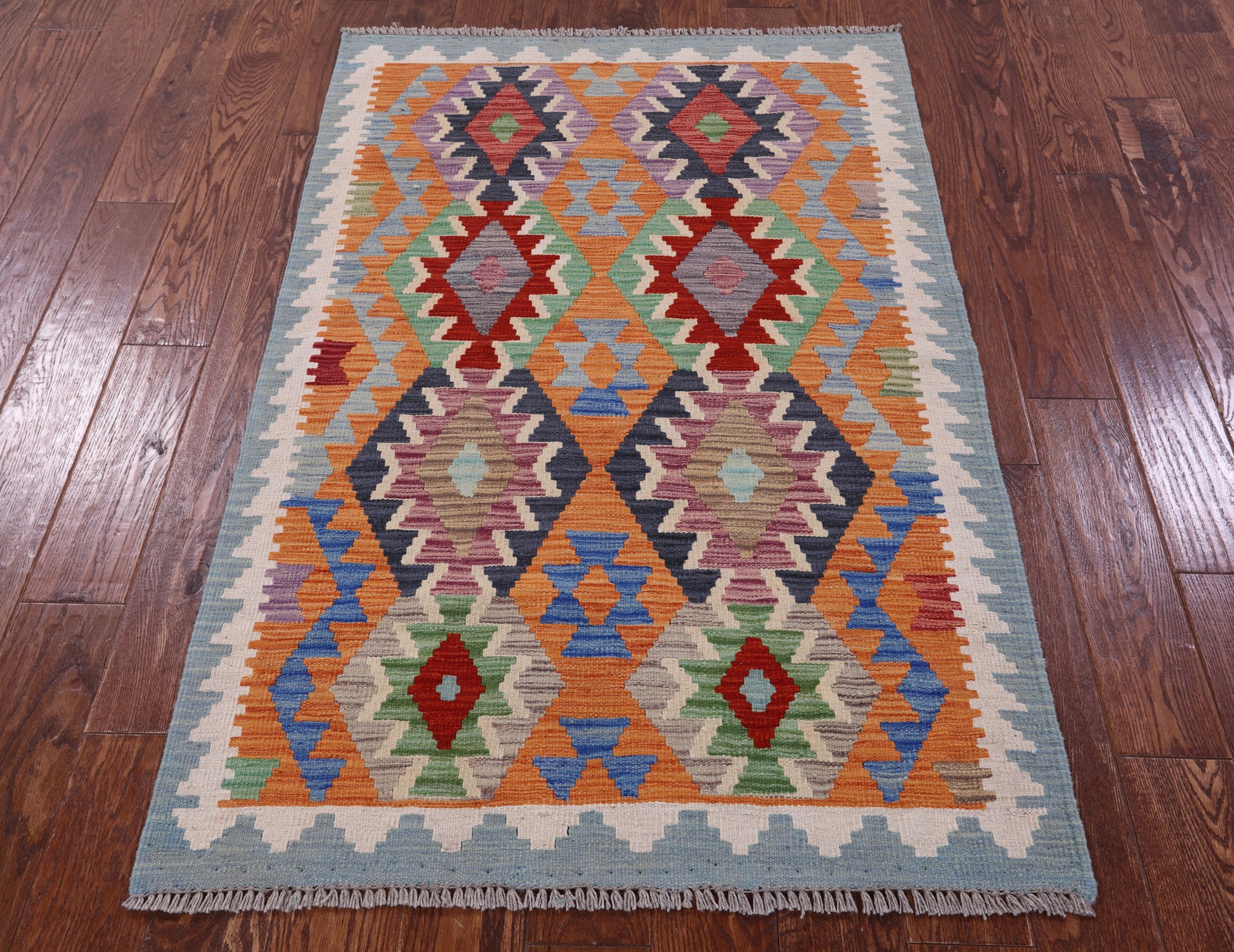 Reversible Kilim Flat Weave Wool On Wool Rug - 3' 4" X 5' 2" - Golden Nile