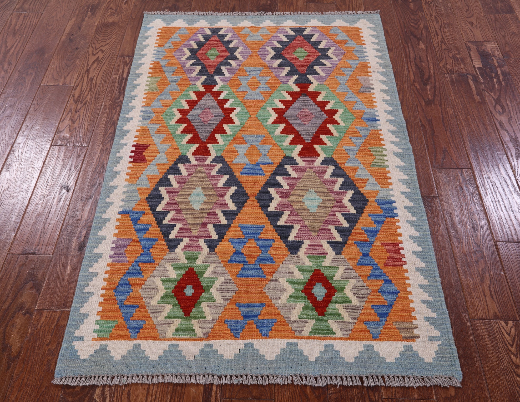 Reversible Kilim Flat Weave Wool On Wool Rug - 3' 4" X 5' 2" - Golden Nile