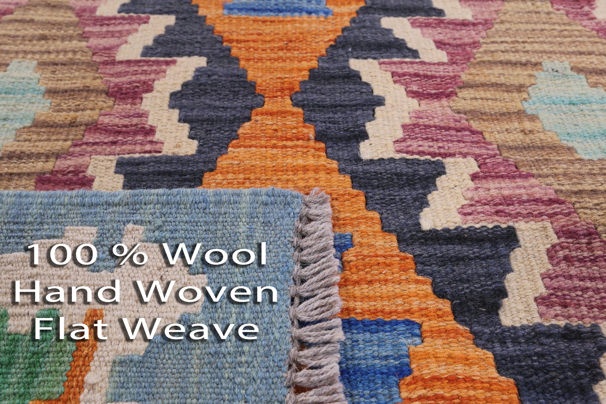 Reversible Kilim Flat Weave Wool On Wool Rug - 3' 4" X 5' 2" - Golden Nile