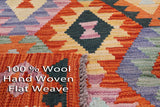 Reversible Kilim Flat Weave Wool On Wool Rug - 3' 5" X 4' 11" - Golden Nile