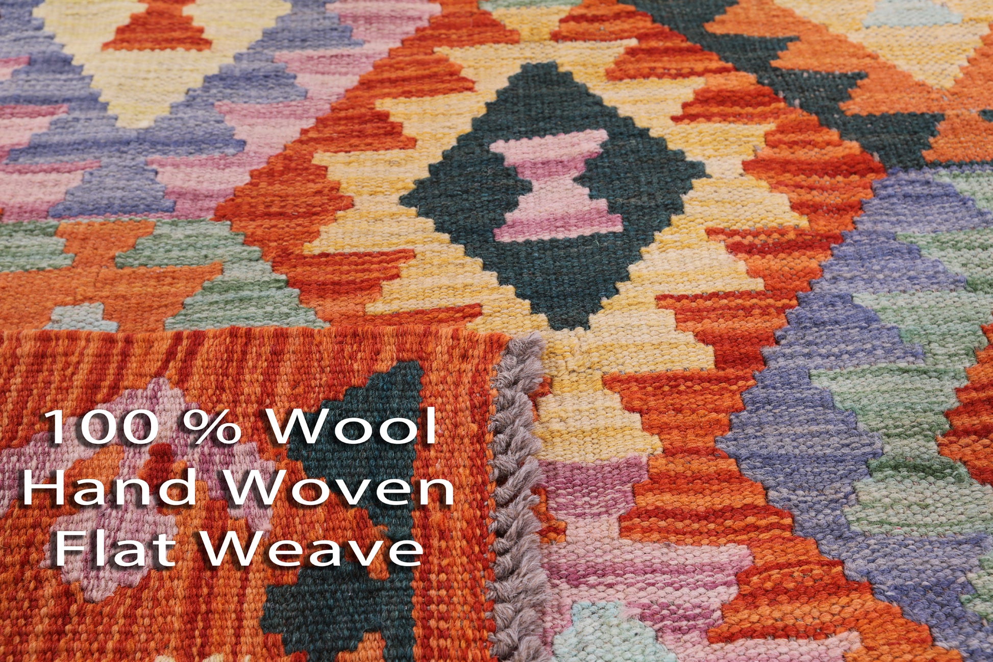 Reversible Kilim Flat Weave Wool On Wool Rug - 3' 5" X 4' 11" - Golden Nile