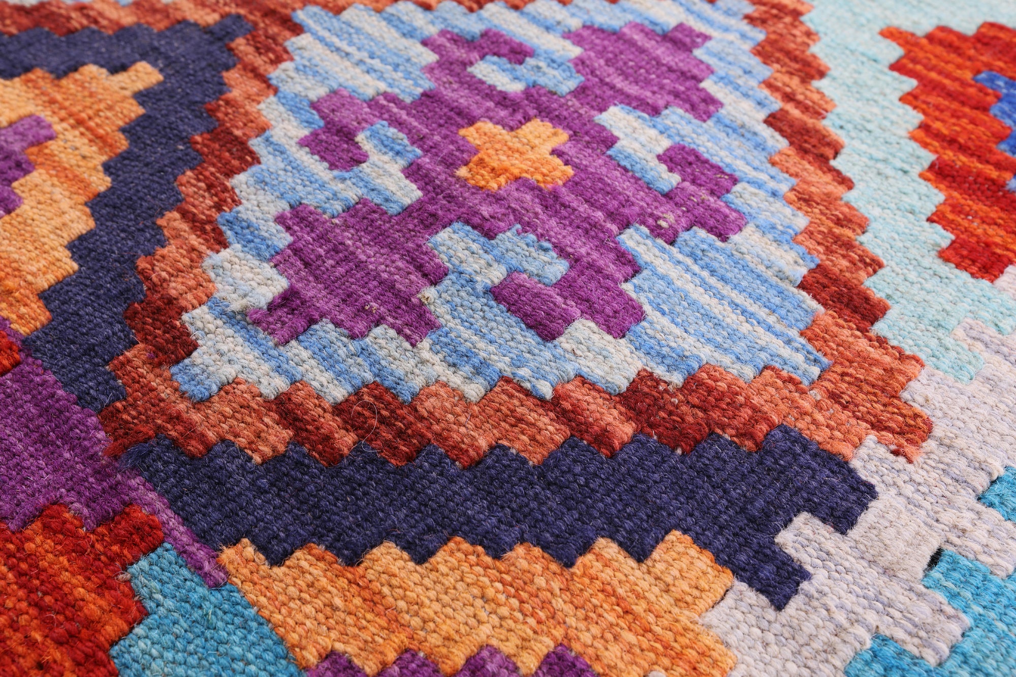 Reversible Kilim Flat Weave Wool On Wool Runner Rug - 2' 8" X 9' 7" - Golden Nile