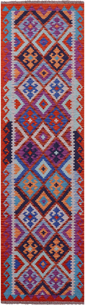 Reversible Kilim Flat Weave Wool On Wool Runner Rug - 2' 8" X 9' 7" - Golden Nile
