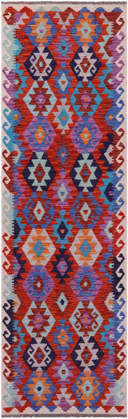Reversible Kilim Flat Weave Wool On Wool Rug - 2' 10" X 9' 5" - Golden Nile