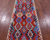 Reversible Kilim Flat Weave Wool On Wool Rug - 2' 10" X 9' 5" - Golden Nile