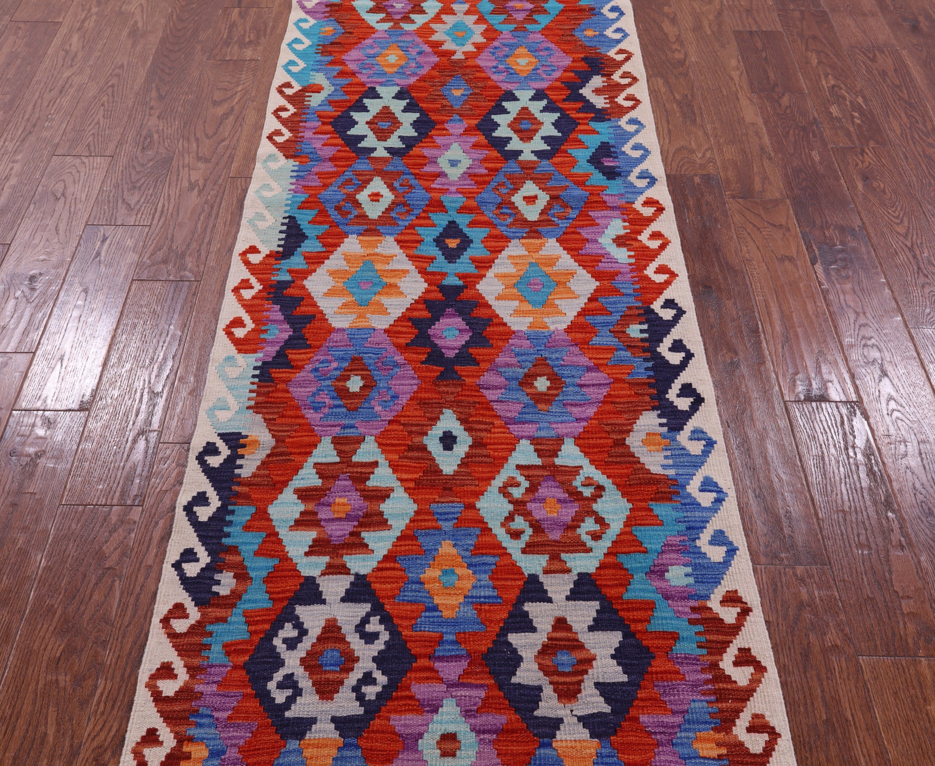 Reversible Kilim Flat Weave Wool On Wool Rug - 2' 10" X 9' 5" - Golden Nile