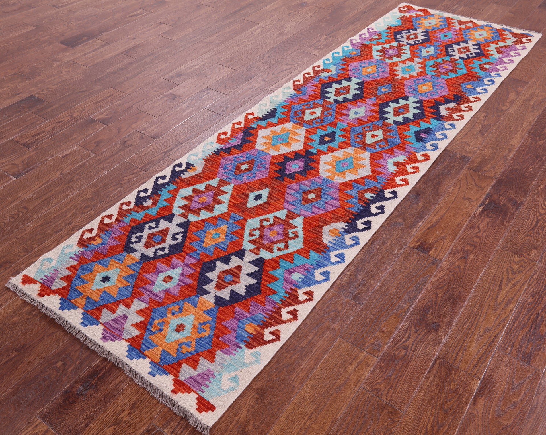 Reversible Kilim Flat Weave Wool On Wool Rug - 2' 10" X 9' 5" - Golden Nile
