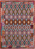 Reversible Kilim Flat Weave Wool On Wool Rug - 6' 10" X 9' 8" - Golden Nile