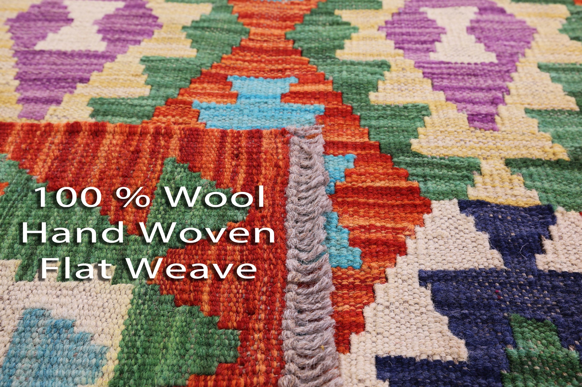 Reversible Kilim Flat Weave Wool On Wool Rug - 6' 10" X 9' 8" - Golden Nile
