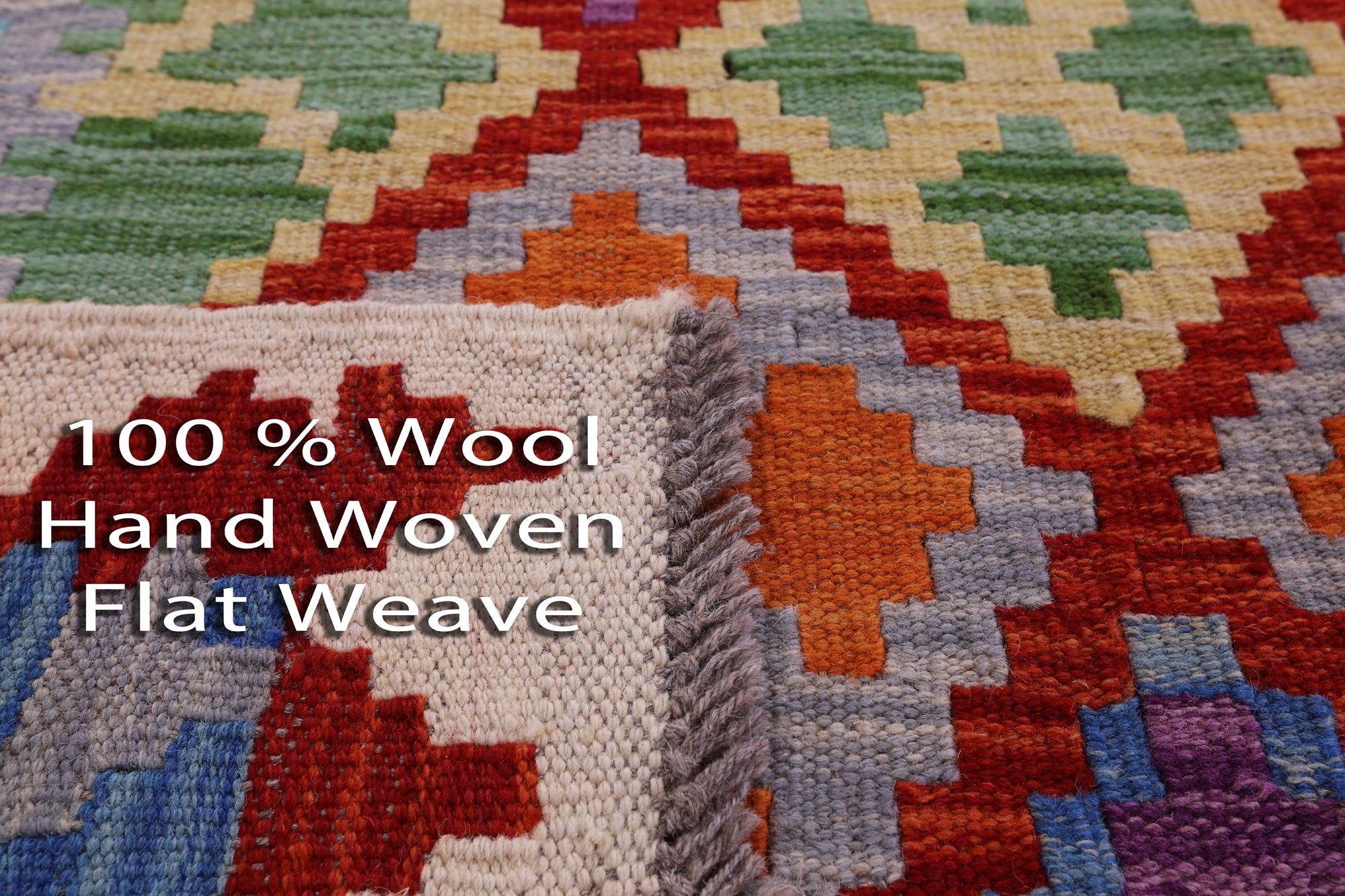 Reversible Kilim Flat Weave Wool On Wool Rug - 6' 8" X 9' 6" - Golden Nile