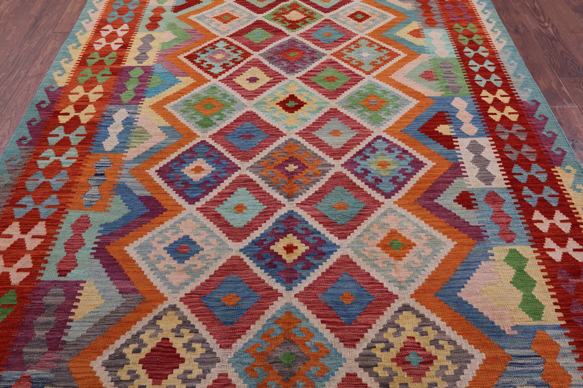 Reversible Kilim Flat Weave Wool On Wool Rug - 6' 10" X 10' 0" - Golden Nile