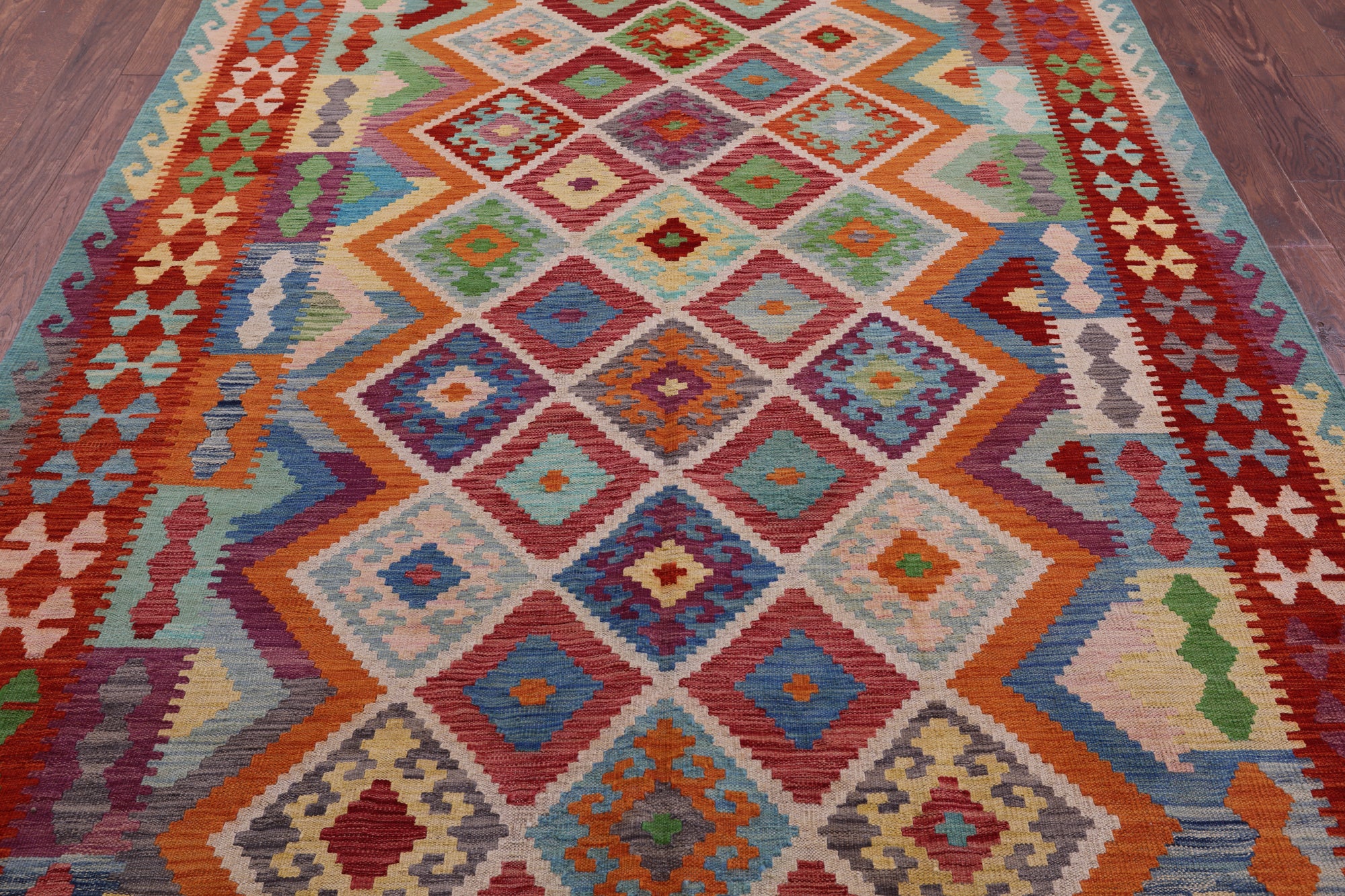 Reversible Kilim Flat Weave Wool On Wool Rug - 6' 10" X 10' 0" - Golden Nile