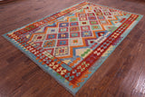 Reversible Kilim Flat Weave Wool On Wool Rug - 6' 10" X 10' 0" - Golden Nile