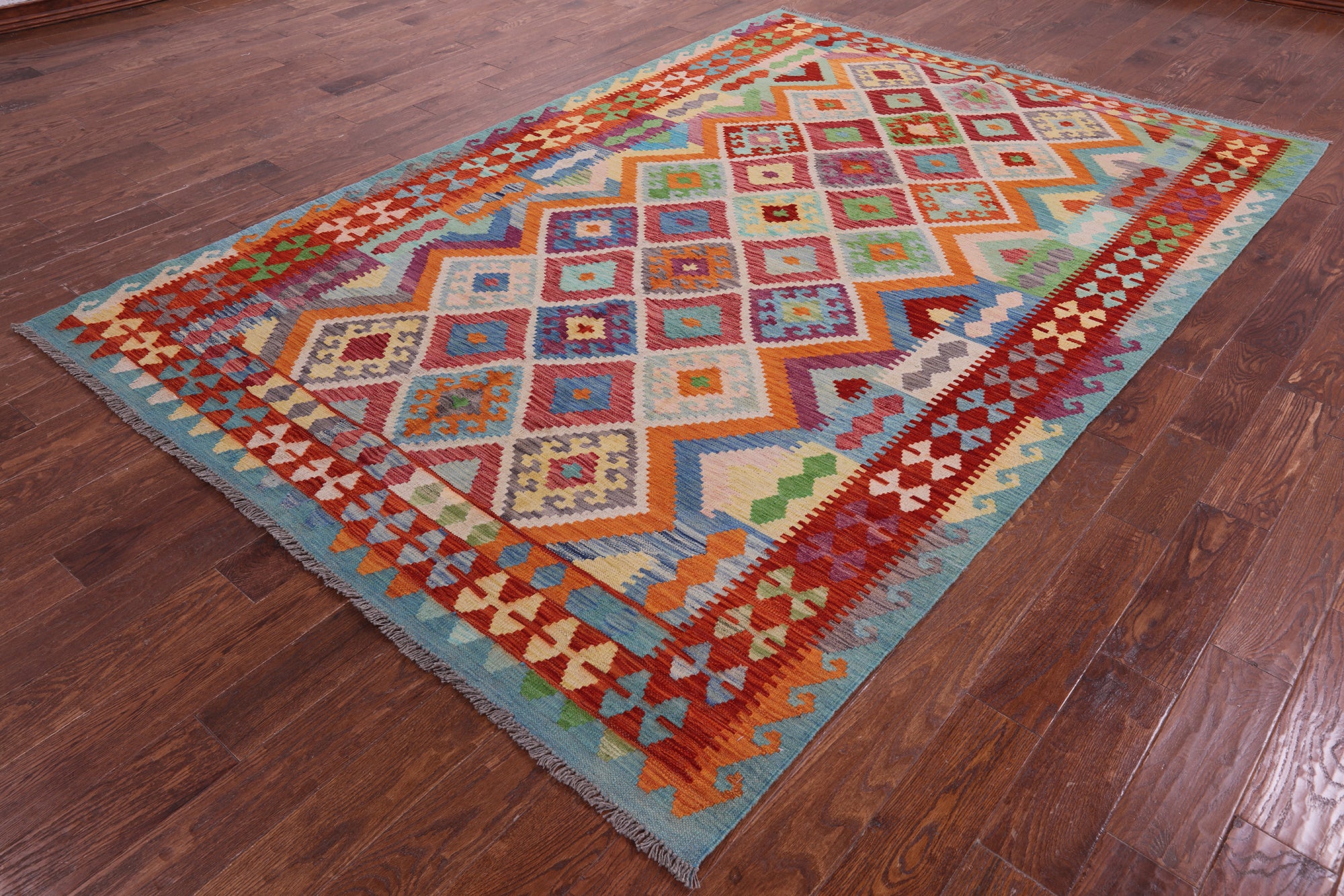 Reversible Kilim Flat Weave Wool On Wool Rug - 6' 10" X 10' 0" - Golden Nile