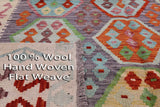 Reversible Kilim Flat Weave Wool On Wool Rug - 5' 0" X 6' 8" - Golden Nile