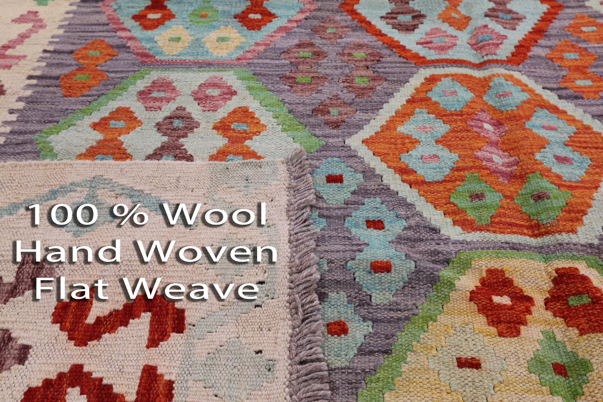 Reversible Kilim Flat Weave Wool On Wool Rug - 5' 0" X 6' 8" - Golden Nile