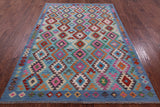 Reversible Kilim Flat Weave Wool On Wool Rug - 5' 9" X 8' 0" - Golden Nile