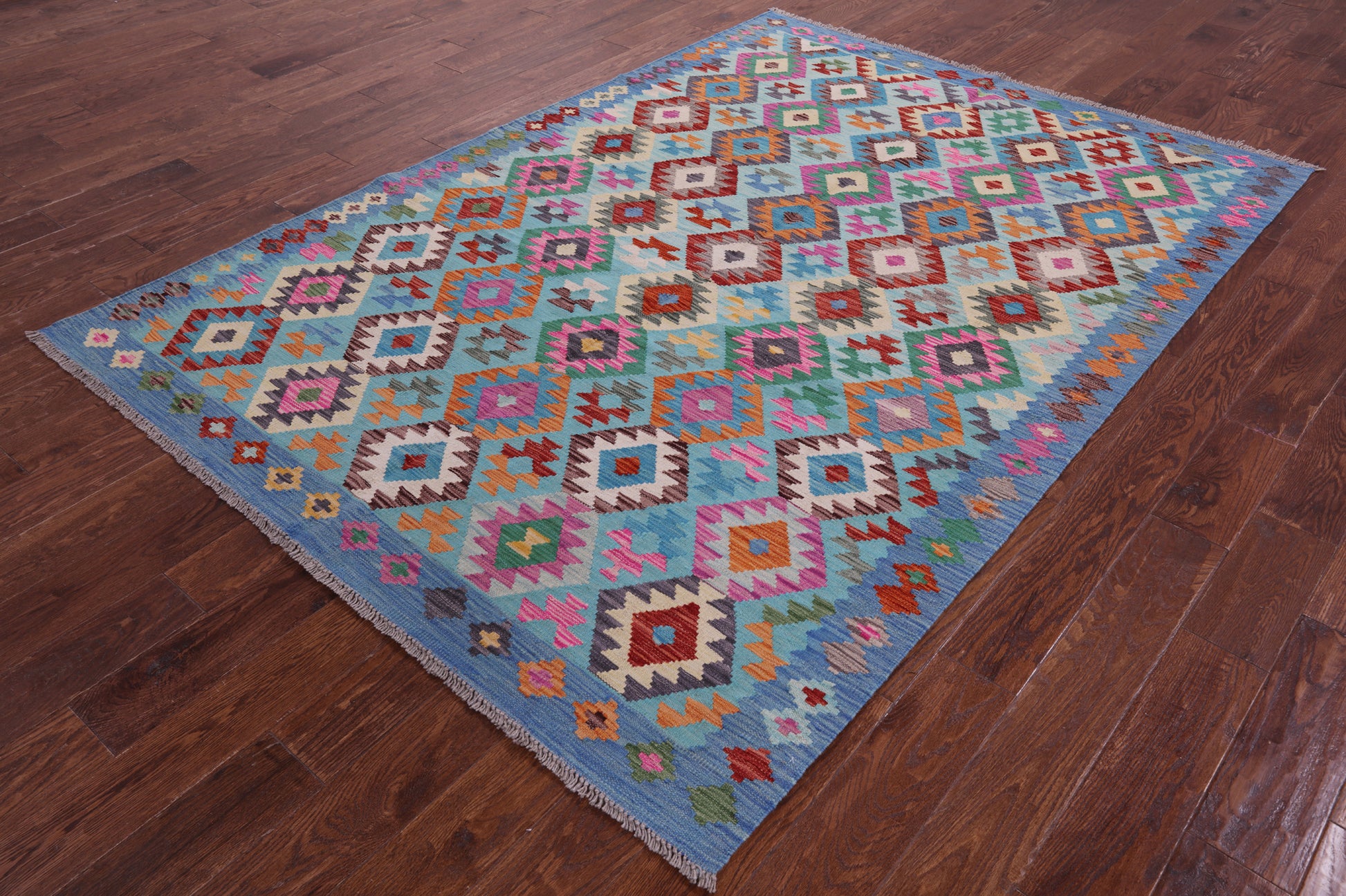 Reversible Kilim Flat Weave Wool On Wool Rug - 5' 9" X 8' 0" - Golden Nile
