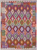 Reversible Kilim Flat Weave Wool On Wool Rug - 5' 10" X 7' 9" - Golden Nile
