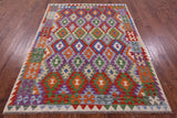Reversible Kilim Flat Weave Wool On Wool Rug - 5' 10" X 7' 9" - Golden Nile