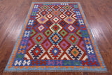 Reversible Kilim Flat Weave Wool On Wool Rug - 5' 9" X 7' 11" - Golden Nile