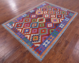 Reversible Kilim Flat Weave Wool On Wool Rug - 5' 9" X 7' 11" - Golden Nile