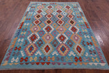 Reversible Kilim Flat Weave Wool On Wool Rug - 5' 10" X 8' 0" - Golden Nile