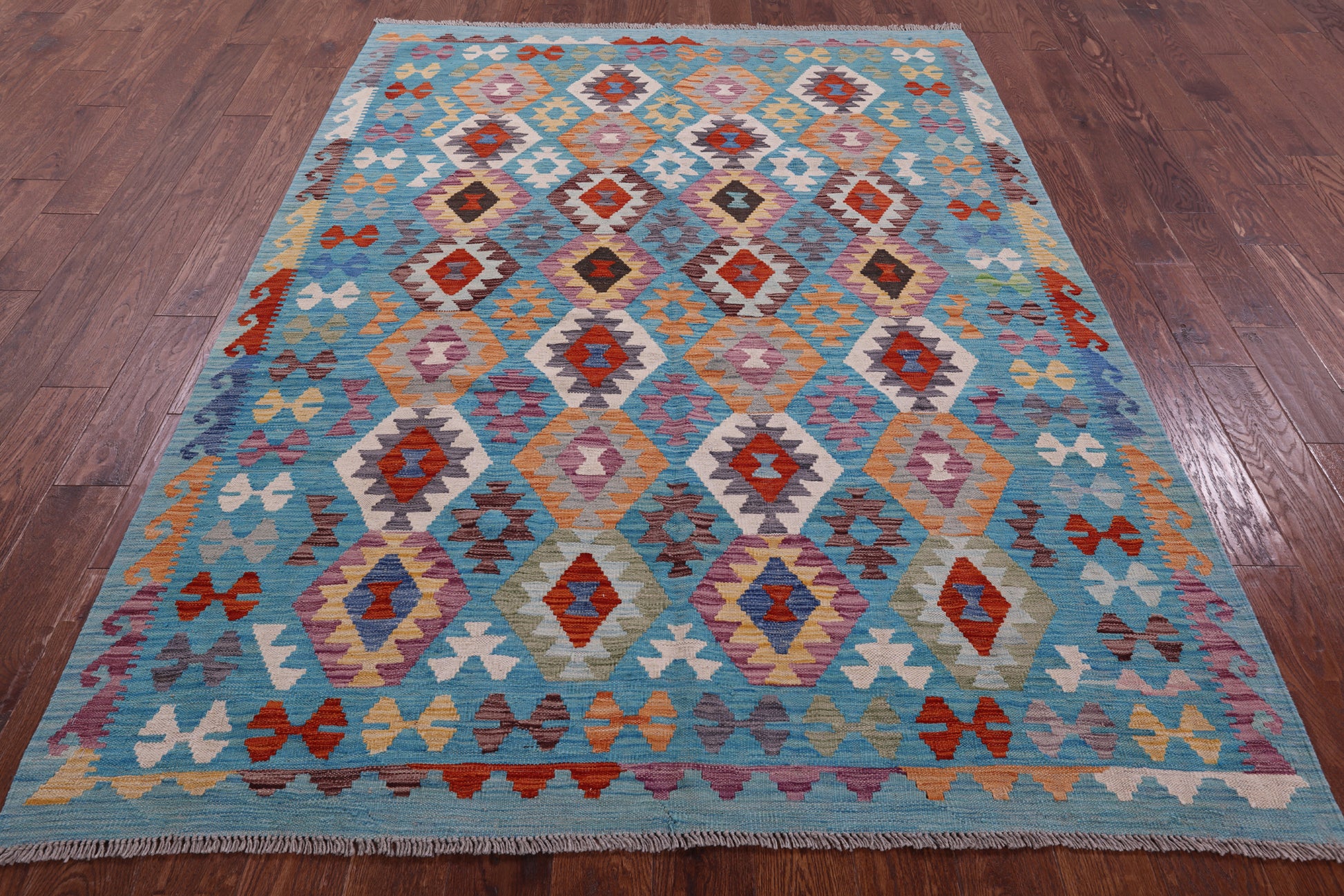 Reversible Kilim Flat Weave Wool On Wool Rug - 5' 10" X 8' 0" - Golden Nile