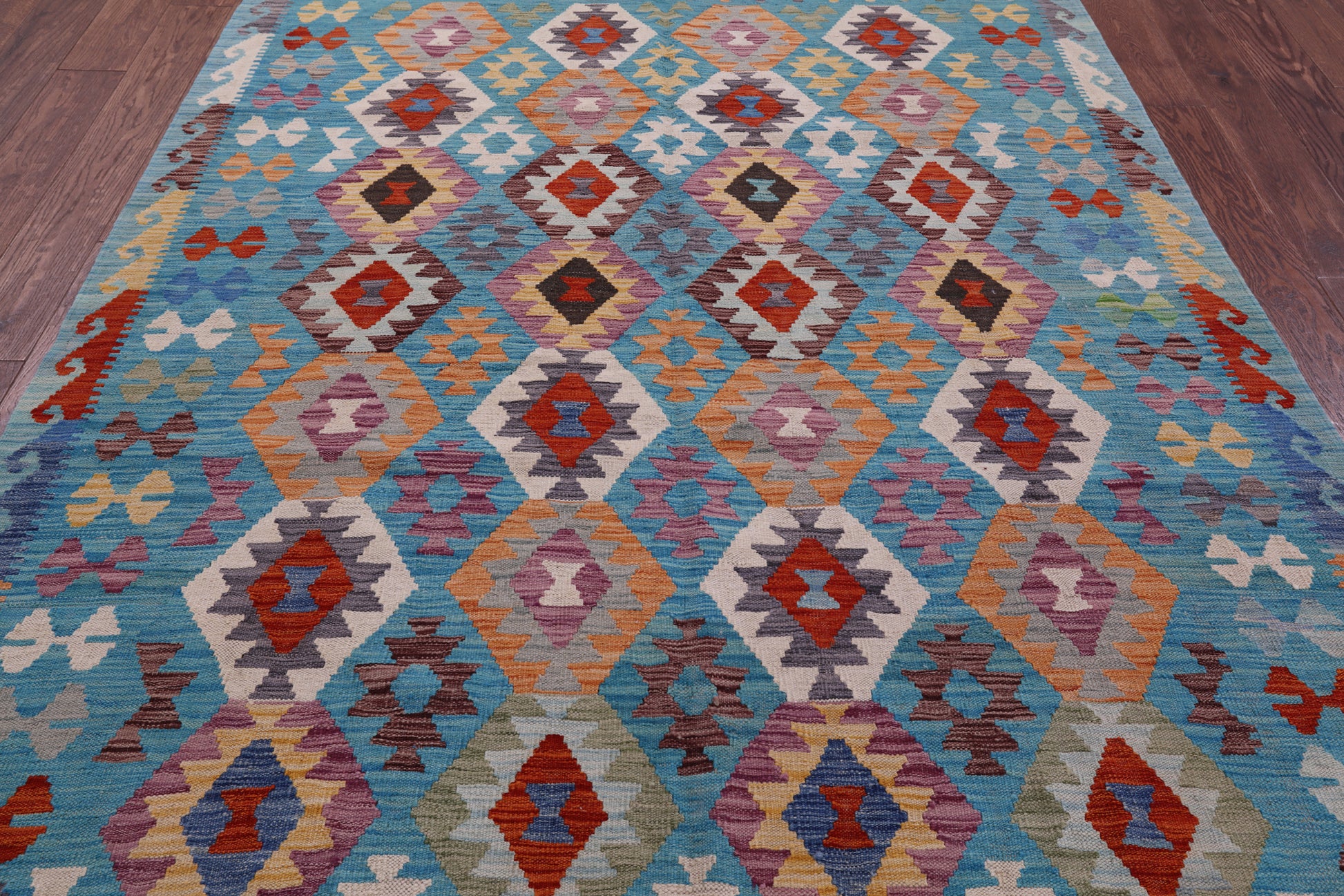 Reversible Kilim Flat Weave Wool On Wool Rug - 5' 10" X 8' 0" - Golden Nile