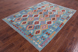 Reversible Kilim Flat Weave Wool On Wool Rug - 5' 10" X 8' 0" - Golden Nile