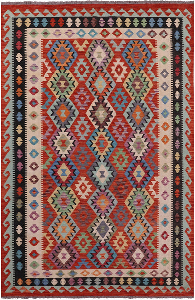 Reversible Kilim Flat Weave Wool On Wool Rug - 6' 7" X 10' 2" - Golden Nile
