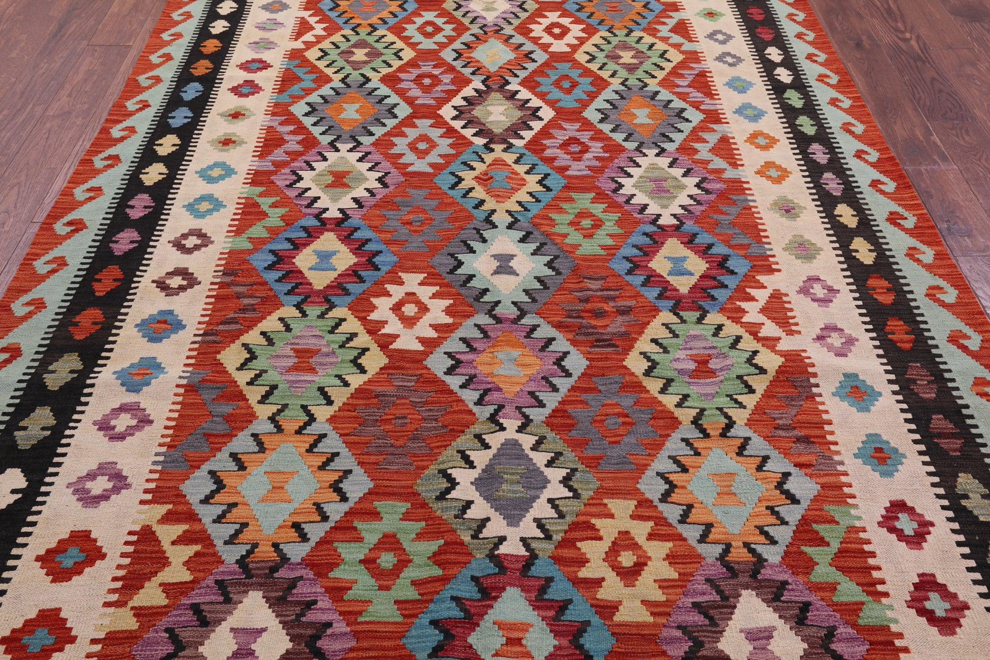 Reversible Kilim Flat Weave Wool On Wool Rug - 6' 7" X 10' 2" - Golden Nile