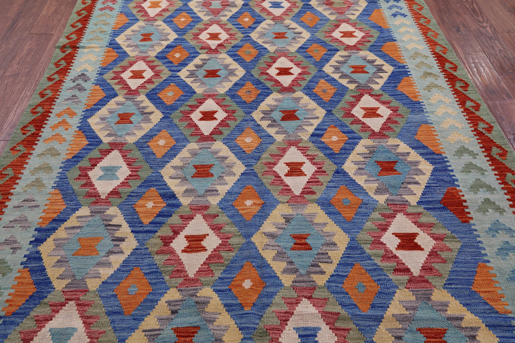 Reversible Kilim Flat Weave Wool On Wool Rug - 6' 5" X 9' 6" - Golden Nile