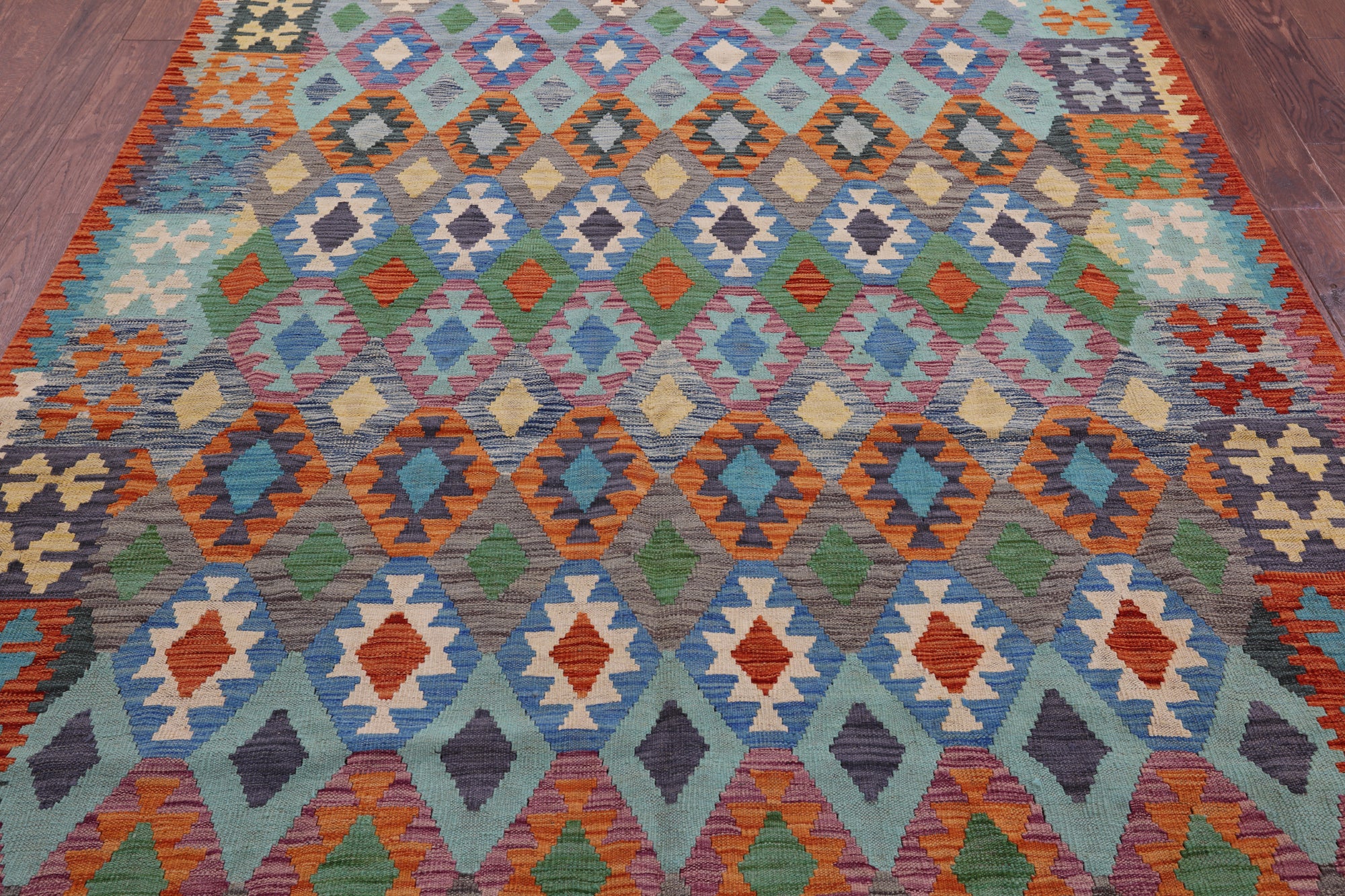 Reversible Kilim Flat Weave Wool On Wool Rug - 6' 9" X 9' 6" - Golden Nile