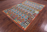 Reversible Kilim Flat Weave Wool On Wool Rug - 6' 9" X 9' 6" - Golden Nile