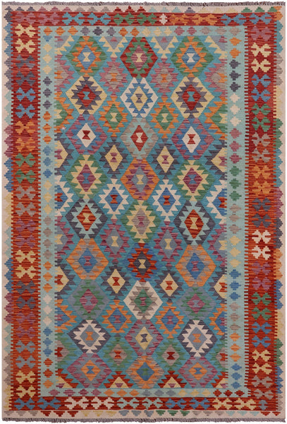 Reversible Kilim Flat Weave Wool On Wool Rug - 6' 8" X 9' 9" - Golden Nile