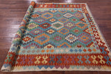 Reversible Kilim Flat Weave Wool On Wool Rug - 6' 8" X 9' 9" - Golden Nile