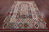 Reversible Kilim Flat Weave Wool On Wool Rug - 6' 6" X 9' 10" - Golden Nile