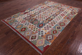 Reversible Kilim Flat Weave Wool On Wool Rug - 6' 6" X 9' 10" - Golden Nile