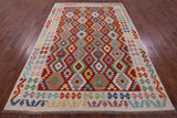Reversible Kilim Flat Weave Wool On Wool Rug - 6' 8" X 9' 8" - Golden Nile