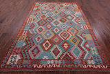 Reversible Kilim Flat Weave Wool On Wool Rug - 6' 9" X 9' 9" - Golden Nile