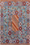 Reversible Kilim Flat Weave Wool On Wool Rug - 6' 7" X 9' 7" - Golden Nile