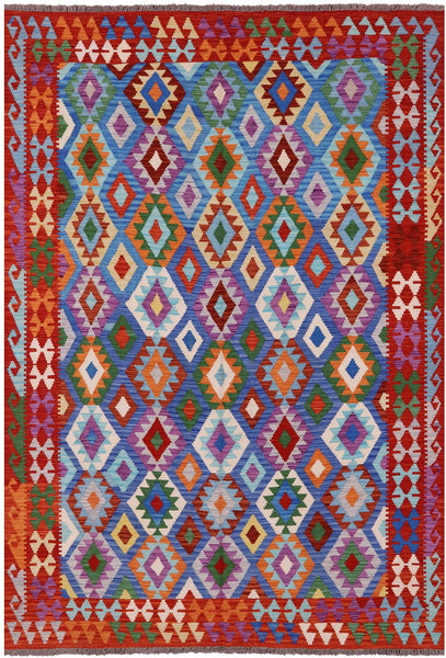 Reversible Kilim Flat Weave Wool On Wool Rug - 6' 7" X 9' 7" - Golden Nile