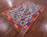 Reversible Kilim Flat Weave Wool On Wool Rug - 6' 7" X 9' 7" - Golden Nile
