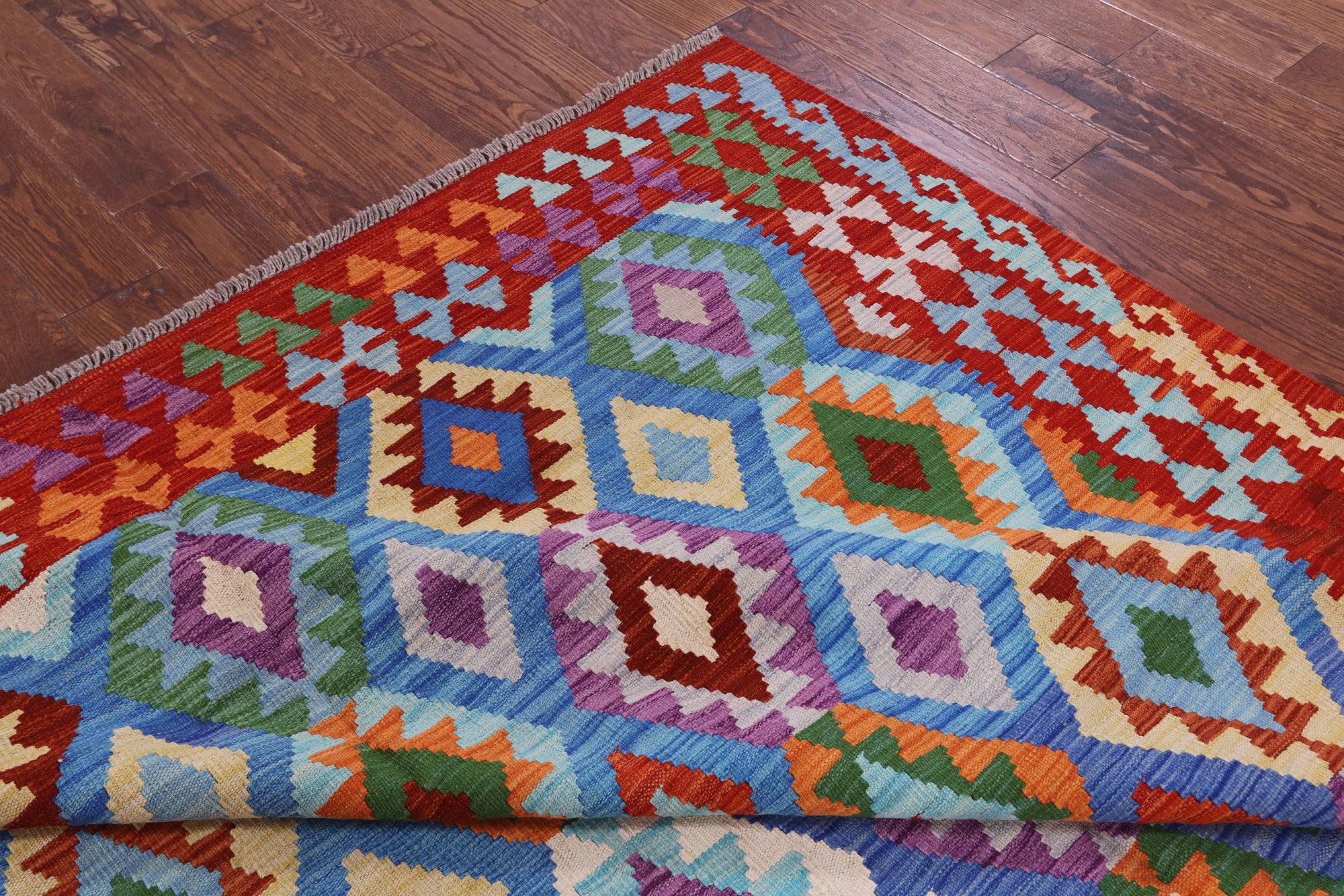 Reversible Kilim Flat Weave Wool On Wool Rug - 6' 7" X 9' 7" - Golden Nile