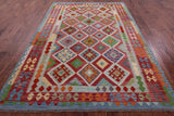 Reversible Kilim Flat Weave Wool On Wool Rug - 6' 10" X 9' 9" - Golden Nile